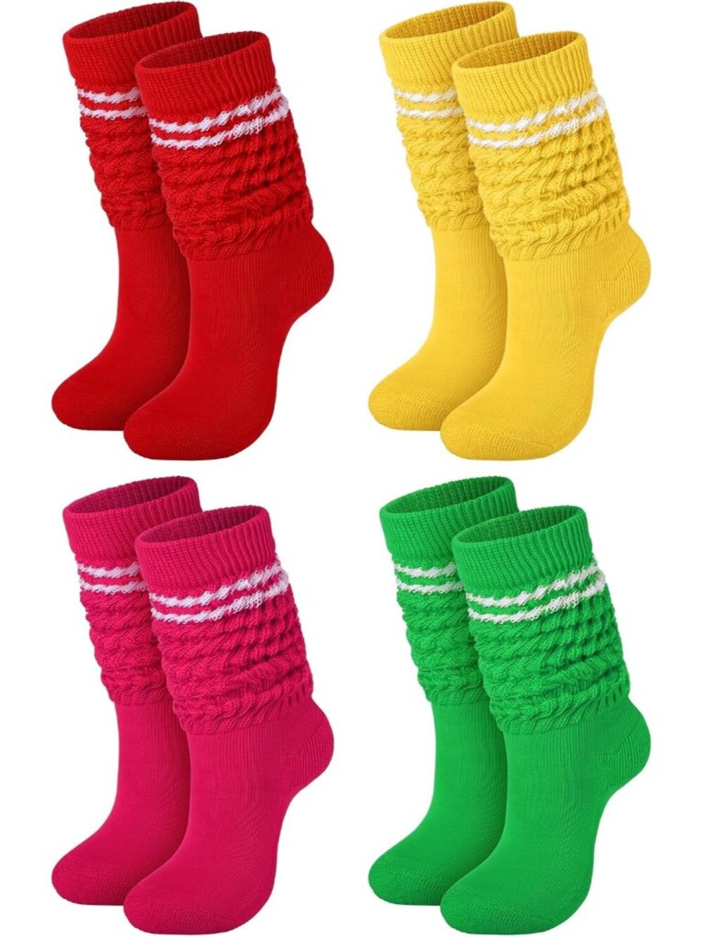 🧦Women's Fresh Colour 4 Pairs Neon Slouch Socks Scrunch Socks Athletic Slouchy